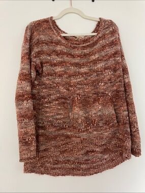 RVCA Marled Rust and Cream Oversized Crewneck Sweater